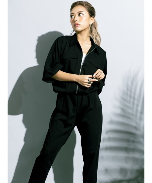 EGOIST（エゴイスト）の「フロントジップオールインワン（サロペット/オーバーオール・レディース・ブラック/ブラウン・S/M）」の3枚目の写真