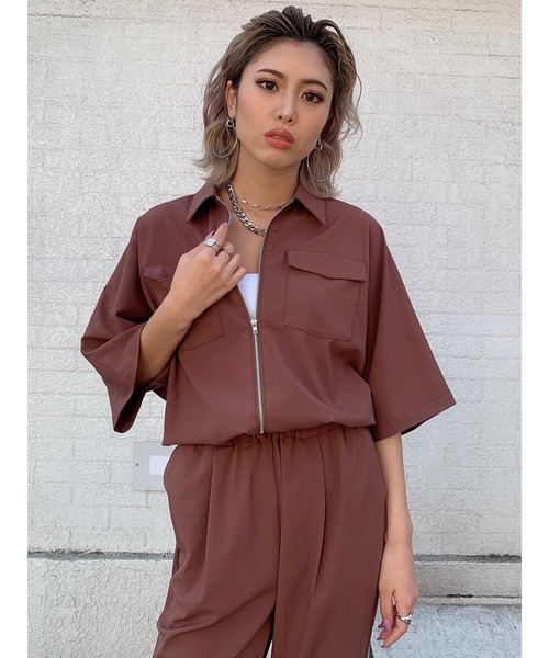 EGOIST（エゴイスト）の「フロントジップオールインワン（サロペット/オーバーオール・レディース・ブラック/ブラウン・S/M）」の11枚目の写真