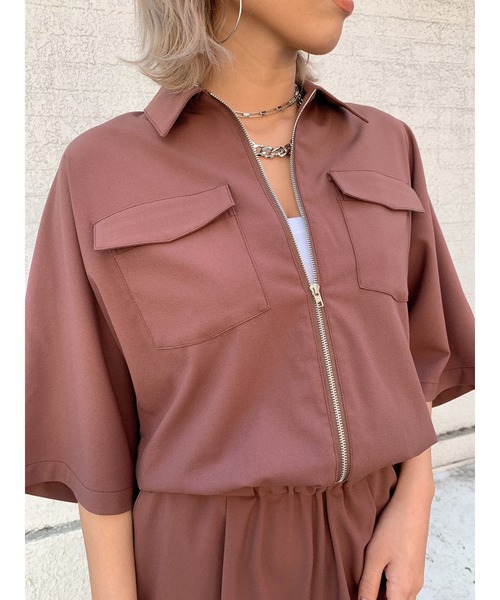 EGOIST（エゴイスト）の「フロントジップオールインワン（サロペット/オーバーオール・レディース・ブラック/ブラウン・S/M）」の8枚目の写真