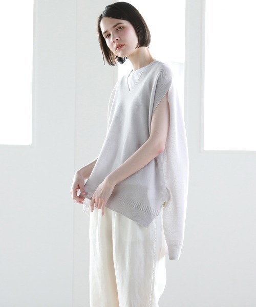 Pao de lo（パオデロ）の「美濃和紙ジレ（ニット/セーター・レディース・グレー/オレンジ/チャコールグレー・9号/7号）」の7枚目の写真