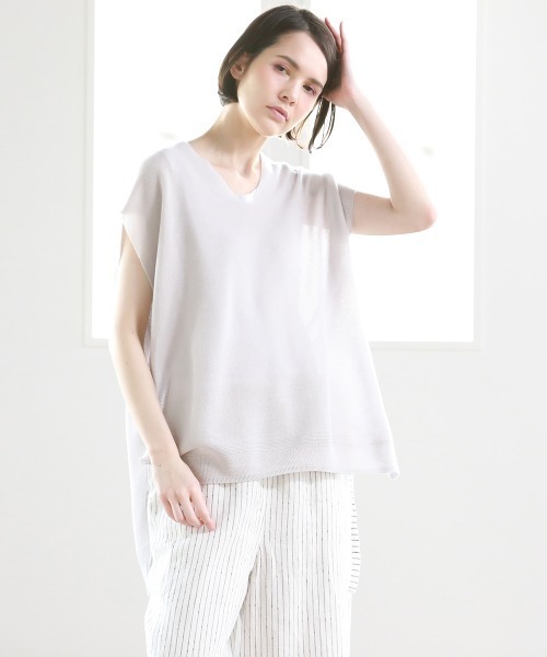 Pao de lo（パオデロ）の「美濃和紙ジレ（ニット/セーター・レディース・グレー/オレンジ/チャコールグレー・9号/7号）」の11枚目の写真