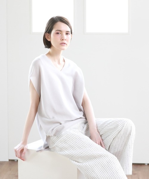 Pao de lo（パオデロ）の「美濃和紙ジレ（ニット/セーター・レディース・グレー/オレンジ/チャコールグレー・9号/7号）」の14枚目の写真