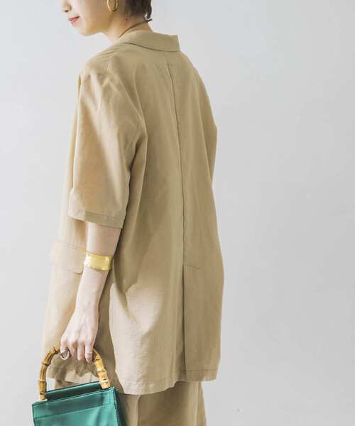 URBAN RESEARCH（アーバンリサーチ）の「リネン混ハーフスリーブジャケット（その他アウター・レディース・ベージュ/ライトカーキ・FREE）」の5枚目の写真