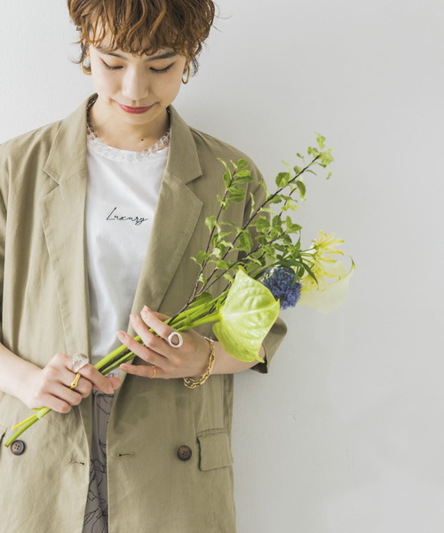 URBAN RESEARCH（アーバンリサーチ）の「リネン混ハーフスリーブジャケット（その他アウター・レディース・ベージュ/ライトカーキ・FREE）」の9枚目の写真