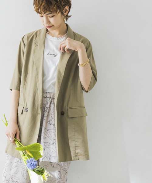 URBAN RESEARCH（アーバンリサーチ）の「リネン混ハーフスリーブジャケット（その他アウター・レディース・ベージュ/ライトカーキ・FREE）」の11枚目の写真
