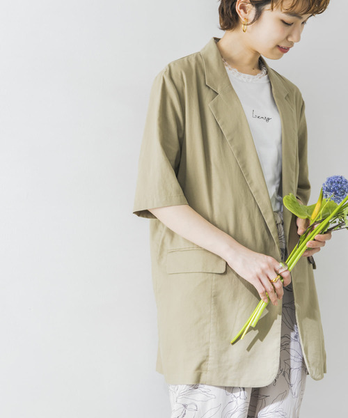 URBAN RESEARCH（アーバンリサーチ）の「リネン混ハーフスリーブジャケット（その他アウター・レディース・ベージュ/ライトカーキ・FREE）」の13枚目の写真