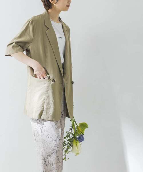 URBAN RESEARCH（アーバンリサーチ）の「リネン混ハーフスリーブジャケット（その他アウター・レディース・ベージュ/ライトカーキ・FREE）」の16枚目の写真