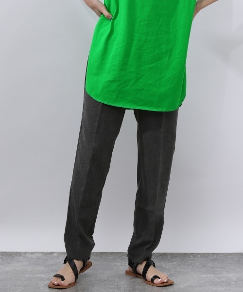 JEANASIS（ジーナシス）の「リネンライクストレッチテーパードパンツ/952779（その他パンツ・レディース・チャコールグレー/ベージュ/グリーン・FREE）」の2枚目の写真