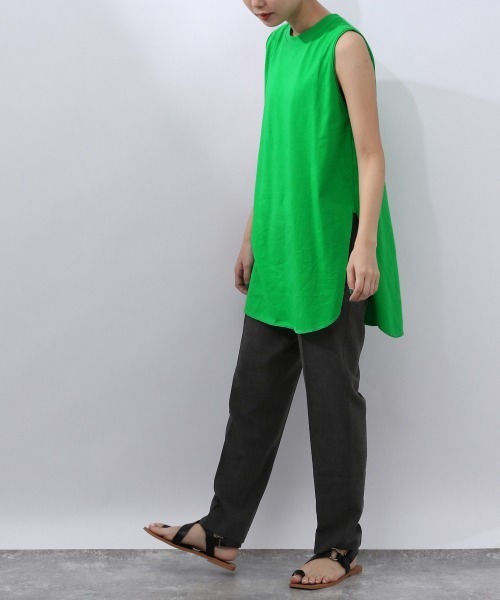 JEANASIS（ジーナシス）の「リネンライクストレッチテーパードパンツ/952779（その他パンツ・レディース・チャコールグレー/ベージュ/グリーン・FREE）」の4枚目の写真