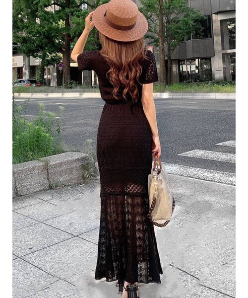 RESEXXY（リゼクシー）の「クロシェニットマーメイドワンピース（ワンピース・レディース・ブラック/ベージュ/ピンク・FREE）」の2枚目の写真