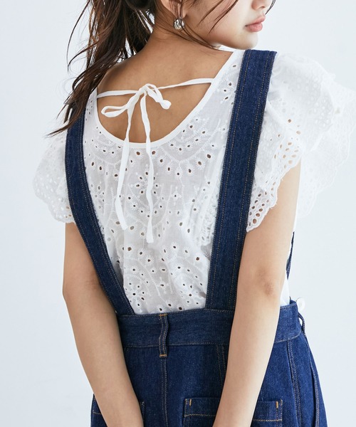 vis-`a-vis(ビサビ)の「【WEB限定】【前後2WAY】コットンレースフリルブラウス(シャツ/ブラウス・レディース・ホワイト/オレンジ/カーキ/ブラック・FREE)」の10枚目の写真