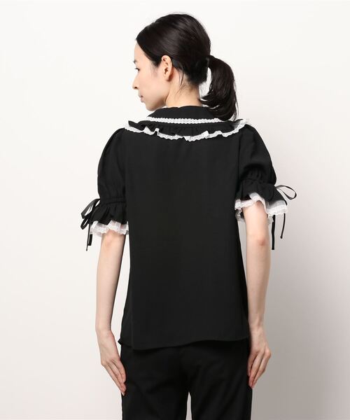 Secret Honey（シークレットハニー）の「ダブルフリルカラーブラウス（シャツ/ブラウス・レディース・グリーン系その他/ブラック/オフホワイト・MEDIUM）」の4枚目の写真