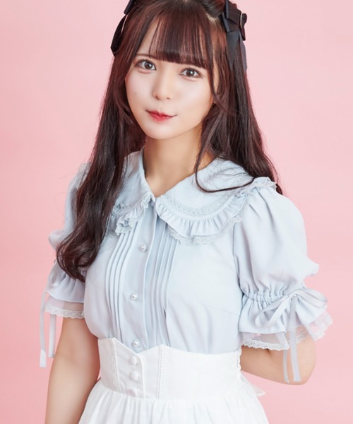 Secret Honey（シークレットハニー）の「ダブルフリルカラーブラウス（シャツ/ブラウス・レディース・グリーン系その他/ブラック/オフホワイト・MEDIUM）」の3枚目の写真