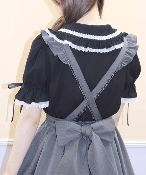 Secret Honey（シークレットハニー）の「ダブルフリルカラーブラウス（シャツ/ブラウス・レディース・グリーン系その他/ブラック/オフホワイト・MEDIUM）」の11枚目の写真