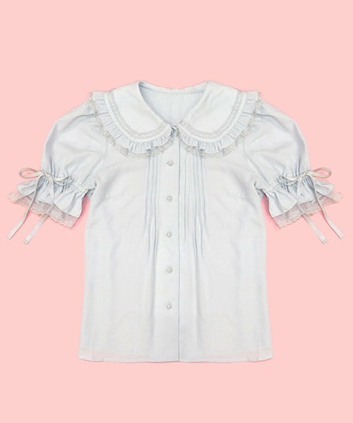 Secret Honey（シークレットハニー）の「ダブルフリルカラーブラウス（シャツ/ブラウス・レディース・グリーン系その他/ブラック/オフホワイト・MEDIUM）」の18枚目の写真