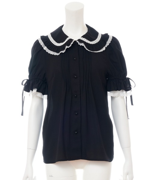 Secret Honey（シークレットハニー）の「ダブルフリルカラーブラウス（シャツ/ブラウス・レディース・グリーン系その他/ブラック/オフホワイト・MEDIUM）」の20枚目の写真