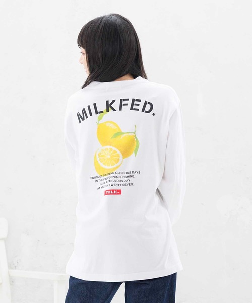 MILKFED.(ミルクフェド)の「LS TEE LEMON(Tシャツ/カットソー・レディース・ホワイト/ブラック・ONE SIZE)」の2枚目の写真