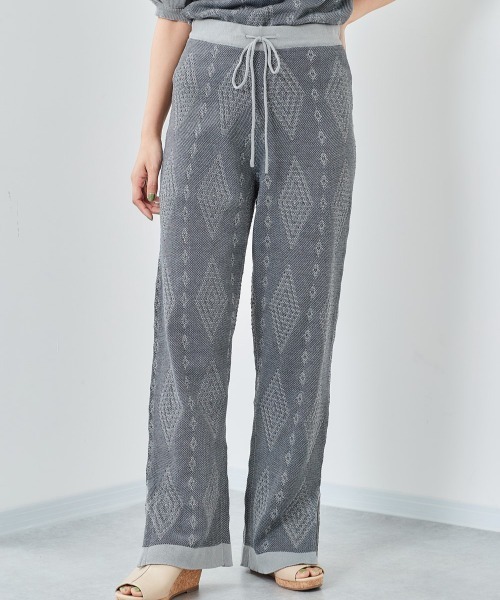 cepo（セポ）の「ジャガードニットイージーパンツ　※セットアップ可能（その他パンツ・レディース・ブルー/グレー・M）」の2枚目の写真