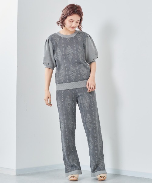 cepo（セポ）の「ジャガードニットイージーパンツ　※セットアップ可能（その他パンツ・レディース・ブルー/グレー・M）」の14枚目の写真