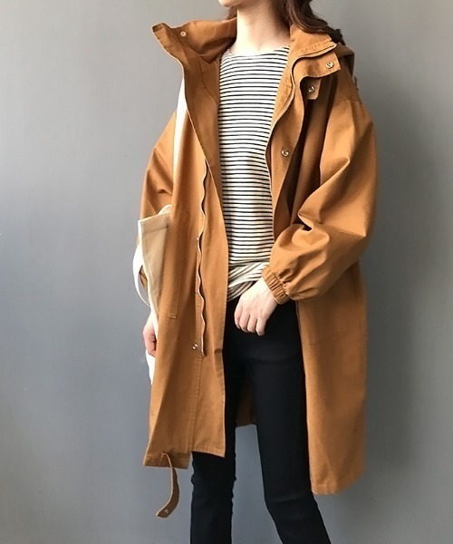 aimoha（アイモハ）の「帽子付け韓国風chicコート（モッズコート・レディース・ブラック/ベージュ/ブラウン系その他・SMALL/MEDIUM/LARGE）」の3枚目の写真