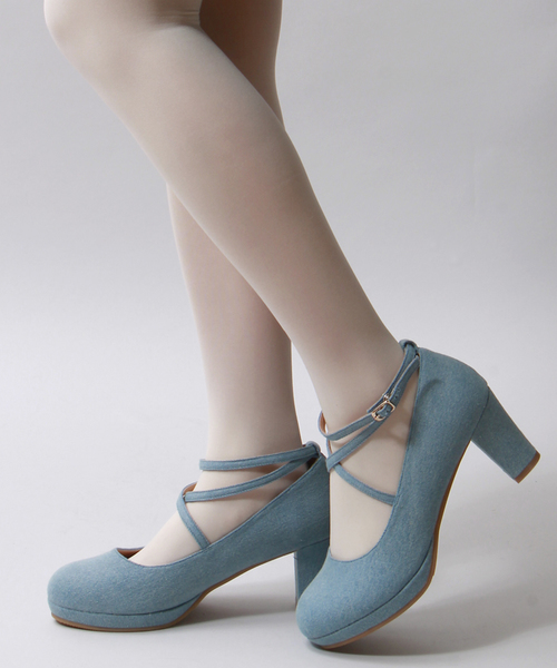 WEGO（ウィゴー）の「WEGO/クロスパンプス（パンプス・レディース・ホワイト/ブラック/ライトインディゴブルー/イエロー/ピンク・MEDIUM/LARGE）」の4枚目の写真