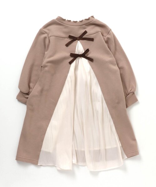 apres les cours(アプレレクール)の「バックシャンリボンワンピース(ワンピース・キッズ・ラベンダー/チャコール/ベージュ・130/140/80/90/110/120/100)」の2枚目の写真