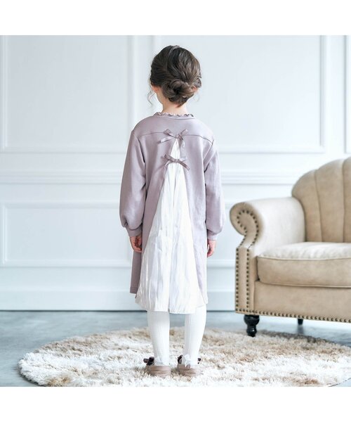 apres les cours(アプレレクール)の「バックシャンリボンワンピース(ワンピース・キッズ・ラベンダー/チャコール/ベージュ・130/140/80/90/110/120/100)」の5枚目の写真