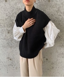 INTER FACTORY | WEARISTA son - ケーブルニットベスト　made in INTER FACTORY(ベスト)