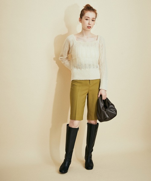 MADEMOISELLE ROPE'(マドモアゼル ロペ)の「バックリボンクロシェニットプルオーバー(ニット/セーター・レディース・オフホワイト/ピンク・38)」の15枚目の写真