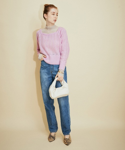 MADEMOISELLE ROPE'(マドモアゼル ロペ)の「バックリボンクロシェニットプルオーバー(ニット/セーター・レディース・オフホワイト/ピンク・38)」の5枚目の写真