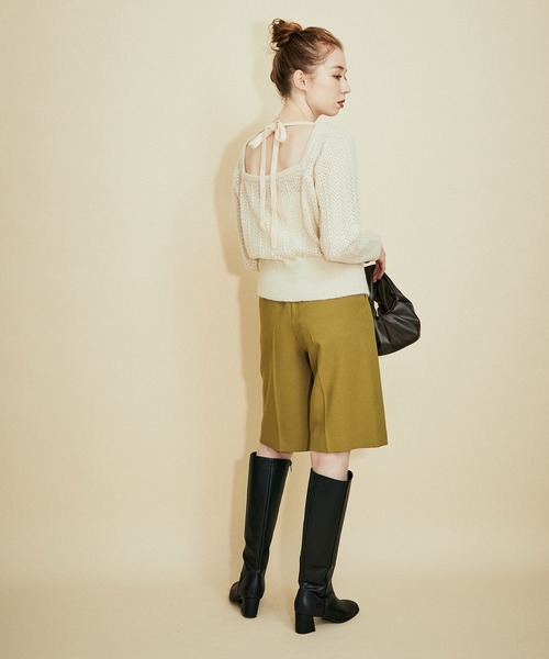 MADEMOISELLE ROPE'(マドモアゼル ロペ)の「バックリボンクロシェニットプルオーバー(ニット/セーター・レディース・オフホワイト/ピンク・38)」の12枚目の写真