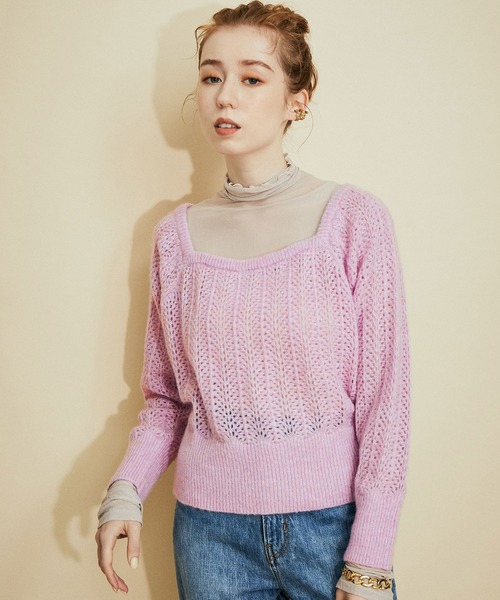 MADEMOISELLE ROPE'(マドモアゼル ロペ)の「バックリボンクロシェニットプルオーバー(ニット/セーター・レディース・オフホワイト/ピンク・38)」の20枚目の写真