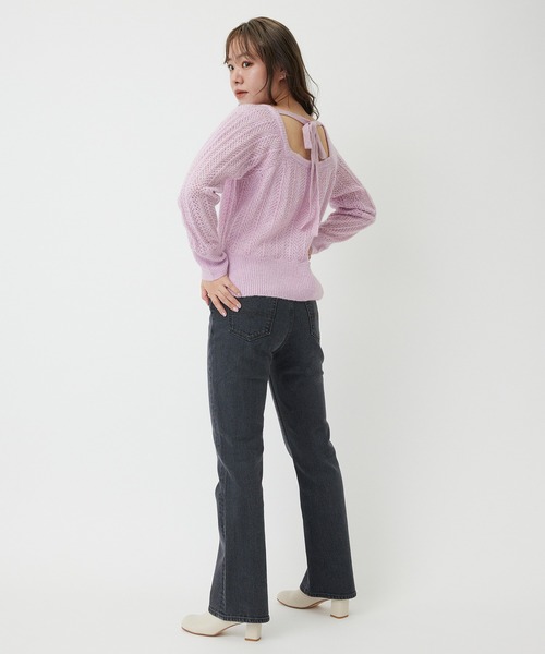 MADEMOISELLE ROPE'(マドモアゼル ロペ)の「バックリボンクロシェニットプルオーバー(ニット/セーター・レディース・オフホワイト/ピンク・38)」の22枚目の写真