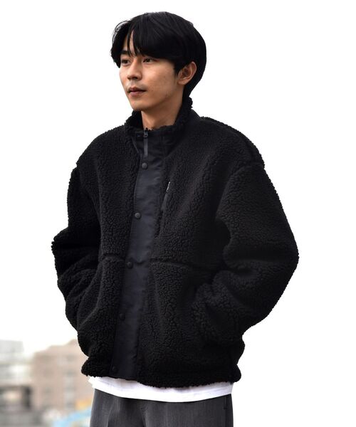 SHIPS（シップス）の「【WEB限定】SHIPS: ビッグシルエット ミリタリー リバーシブル ボア フリース ブルゾン（ブルゾン・メンズ・ブラック/オリーブ/ライトカーキ・SMALL/MEDIUM/LARGE/X-LARGE）」の7枚目の写真