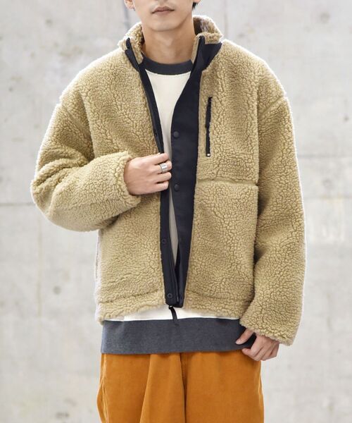 SHIPS（シップス）の「【WEB限定】SHIPS: ビッグシルエット ミリタリー リバーシブル ボア フリース ブルゾン（ブルゾン・メンズ・ブラック/オリーブ/ライトカーキ・SMALL/MEDIUM/LARGE/X-LARGE）」の9枚目の写真