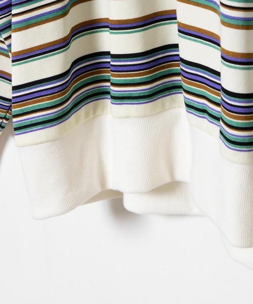 WEGO(ウィゴー)の「WEGO/ヘビーウエイトマルチボーダービッグシルエットプルオーバー(スウェット・メンズ・アイボリー/ダークグリーン・MEDIUM/LARGE)」の14枚目の写真