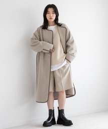 LOWRYS FARM | ウールライクエリツキコート　952599(ノーカラーコート)