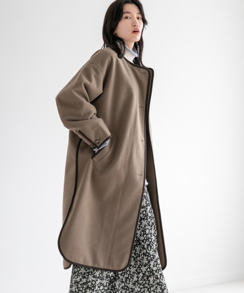 LOWRYS FARM（ローリーズファーム）の「ウールライクエリツキコート　952599（ノーカラーコート・レディース・ブラック/ブラウン/アイボリー・FREE）」の10枚目の写真