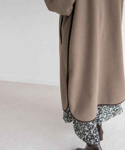 LOWRYS FARM（ローリーズファーム）の「ウールライクエリツキコート　952599（ノーカラーコート・レディース・ブラック/ブラウン/アイボリー・FREE）」の14枚目の写真