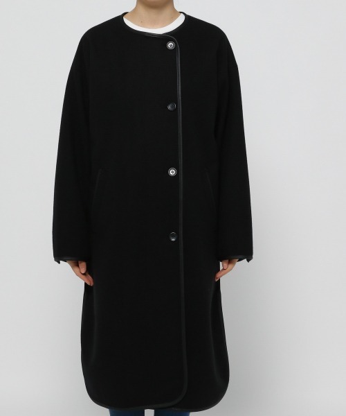 LOWRYS FARM（ローリーズファーム）の「ウールライクエリツキコート　952599（ノーカラーコート・レディース・ブラック/ブラウン/アイボリー・FREE）」の6枚目の写真