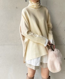 DouDou | バイカラーポンチョニット(ニット/セーター)