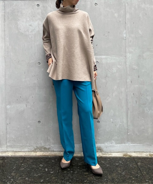 DouDou（ドゥドゥ）の「バイカラーポンチョニット（ニット/セーター・レディース・オフホワイト/チャコールグレー/ベージュ・FREE）」の20枚目の写真