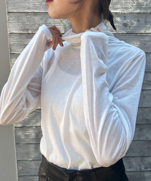 byYOUANCE（バイユアンス）の「シアーハイネックロンTEE（Tシャツ/カットソー・レディース・ブルー系その他/ブラック/グリーン系その他/ホワイト/ブラック系その他/その他2/その他1・FREE）」の15枚目の写真