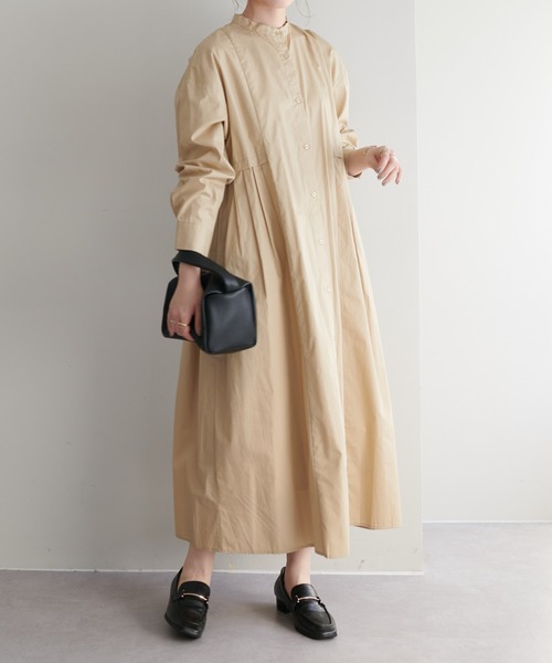 DISCOAT（ディスコート）の「【WEB限定】ウエストタックシャツワンピース（シャツワンピース・レディース・ブラック/ブラウン/カーキ/ホワイト/ベージュ・FREE）」の4枚目の写真