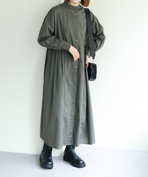 DISCOAT（ディスコート）の「【WEB限定】ウエストタックシャツワンピース（シャツワンピース・レディース・ブラック/ブラウン/カーキ/ホワイト/ベージュ・FREE）」の5枚目の写真