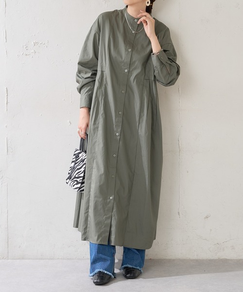 DISCOAT（ディスコート）の「【WEB限定】ウエストタックシャツワンピース（シャツワンピース・レディース・ブラック/ブラウン/カーキ/ホワイト/ベージュ・FREE）」の6枚目の写真