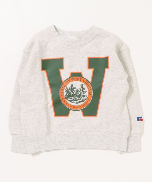 Russell Athletic（ラッセルアスレティック）の「【RUSSELL ATHLETIC】カレッジロゴプリントスウェット（100～150cm）（スウェット・キッズ・杢グレー/ネイビー/ワインレッド・100/110/120/130/140/150）」の2枚目の写真