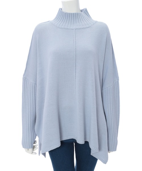 fifth（フィフス）の「サイドスリットハイネックリブスリーブニット（ニット/セーター・レディース・オフホワイト/ブラック/ブルー・MEDIUM）」の6枚目の写真