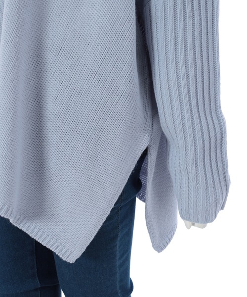 fifth（フィフス）の「サイドスリットハイネックリブスリーブニット（ニット/セーター・レディース・オフホワイト/ブラック/ブルー・MEDIUM）」の8枚目の写真