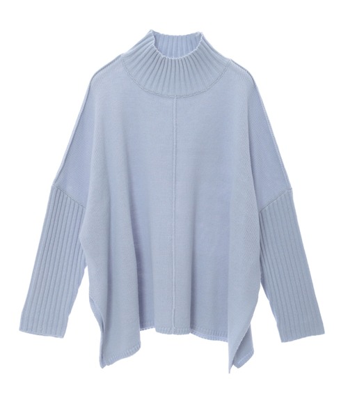 fifth（フィフス）の「サイドスリットハイネックリブスリーブニット（ニット/セーター・レディース・オフホワイト/ブラック/ブルー・MEDIUM）」の5枚目の写真